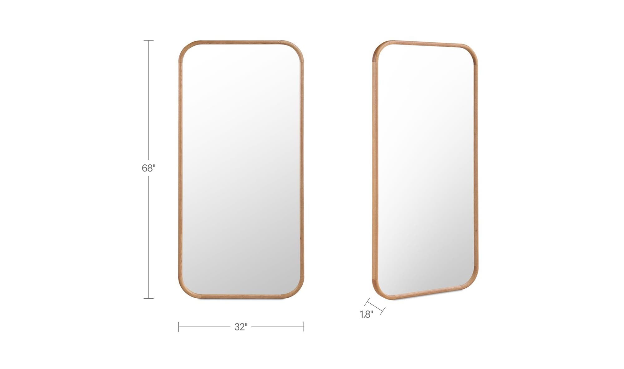 Kai Floor Mirror Oak – dimensions