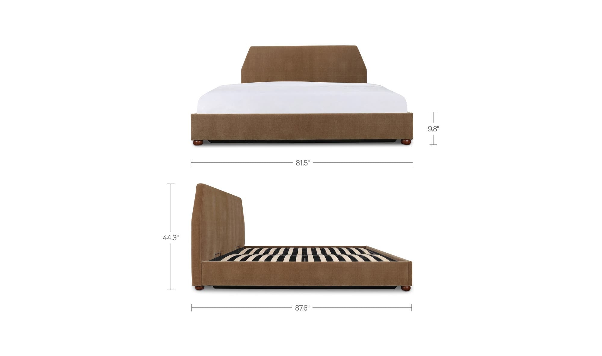 Redden King Storage Bed Light Brown – dimensions