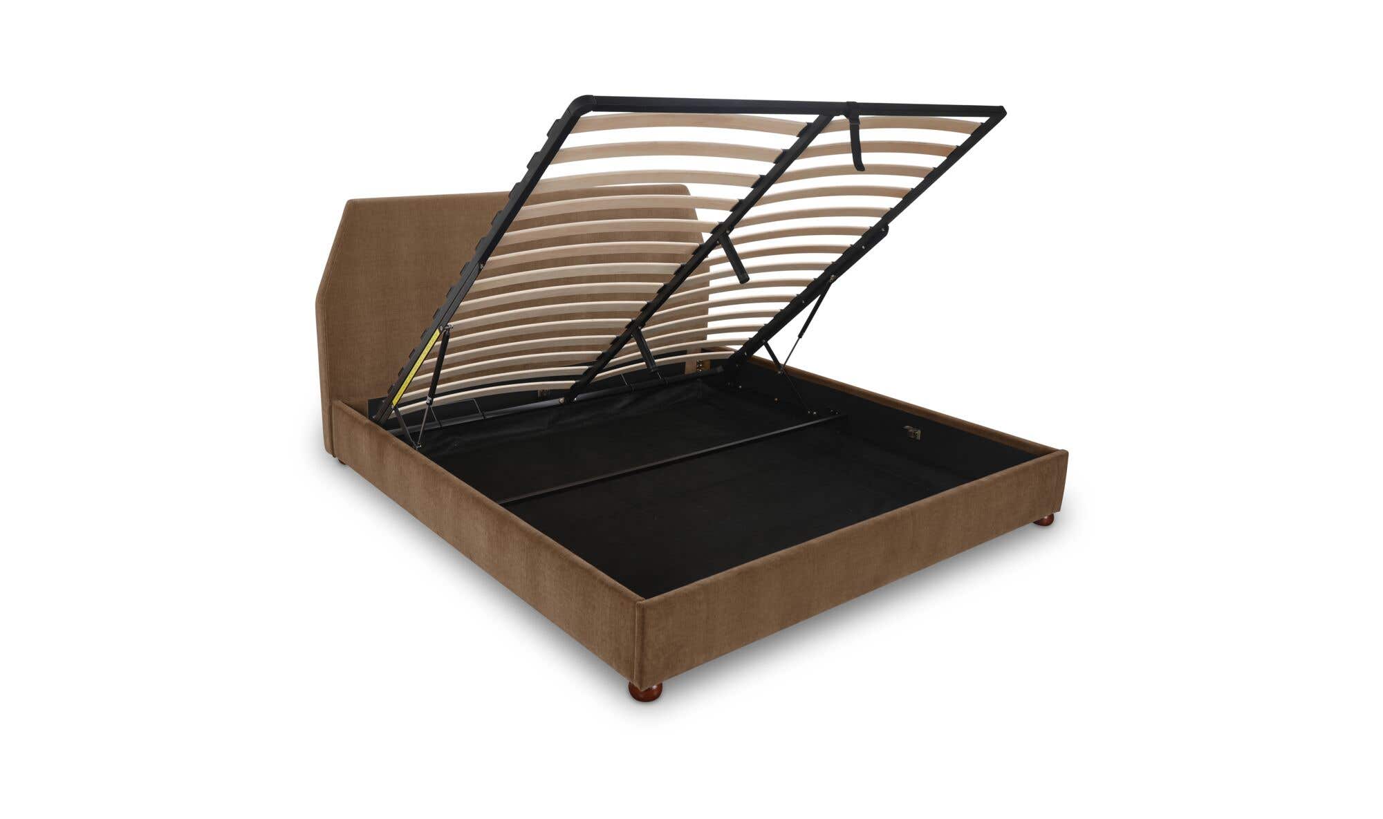 Redden King Storage Bed Light Brown – open storage