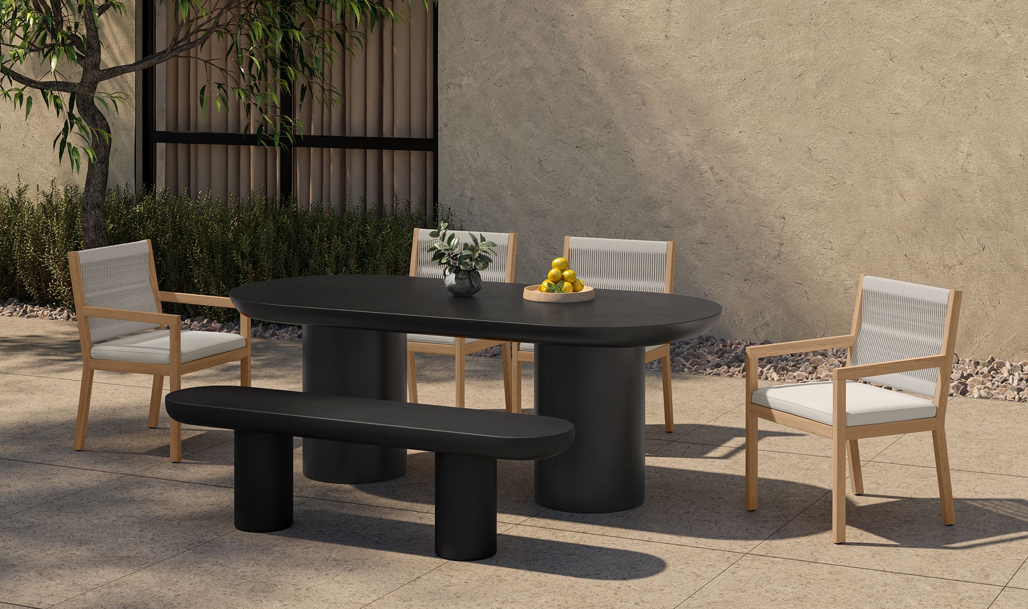 Rucola Bench Black – material lifestyle
