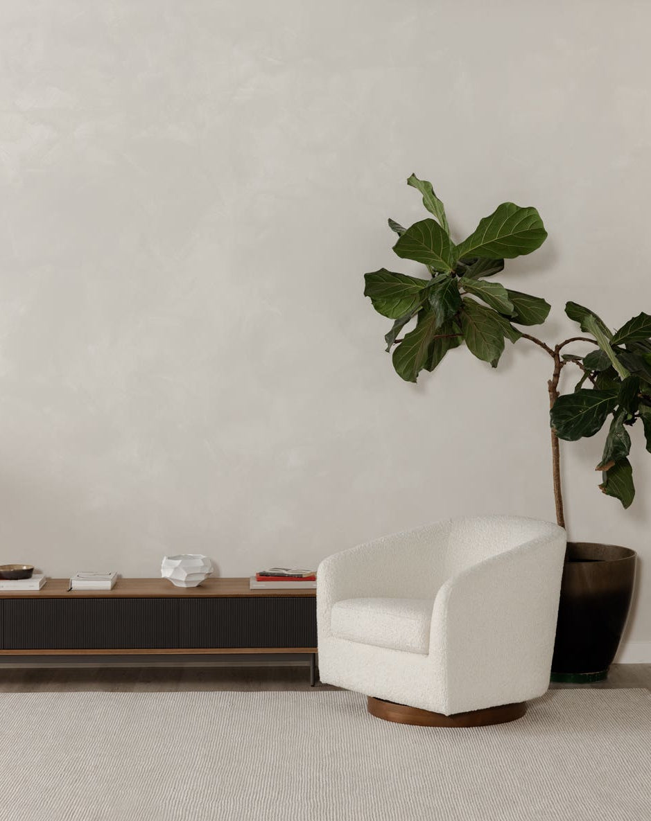 Willfarrow Swivel Chair Shearling White – upholstery lifestyle